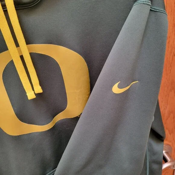 Nike Oregon Ducks Therma-Fit Hoodie XL Green & Yellow Pullover Sweatshirt Mens - Picture 9 of 9